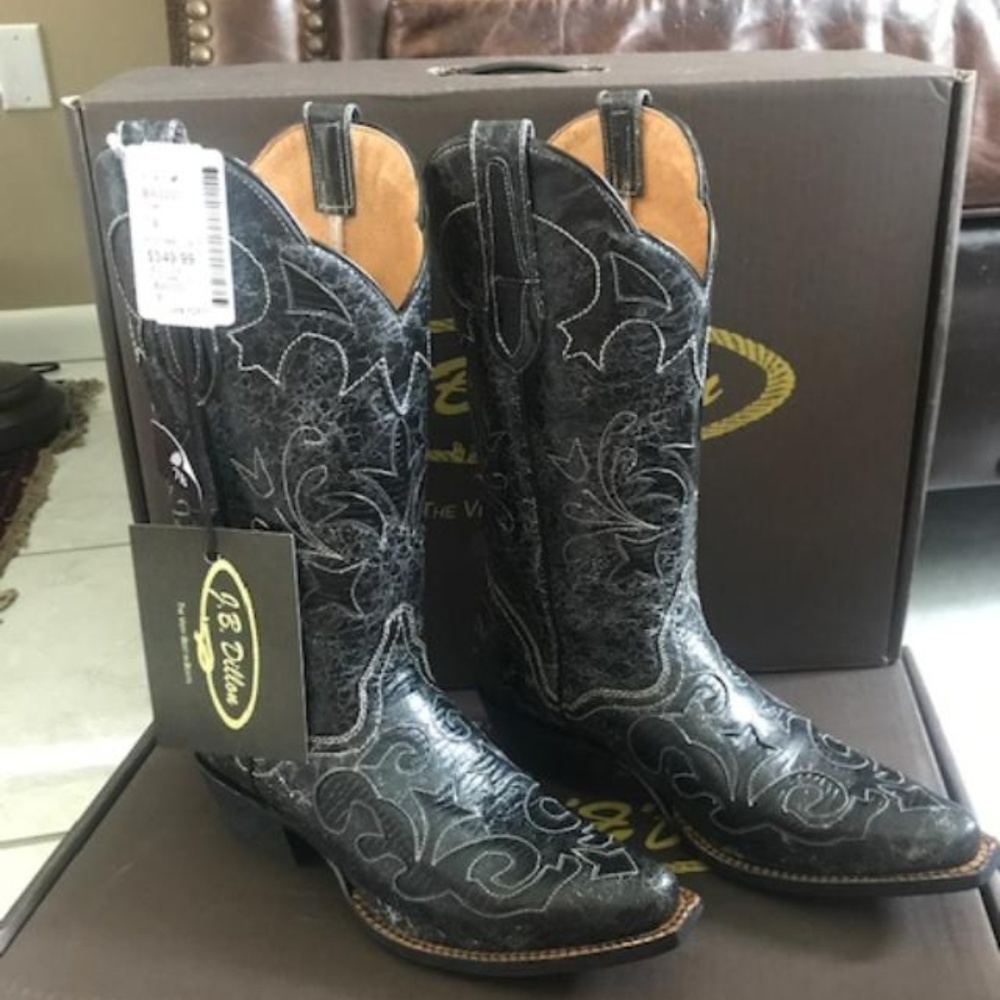 J.B. Dillion Stone Wash Cowboy Boots NEW